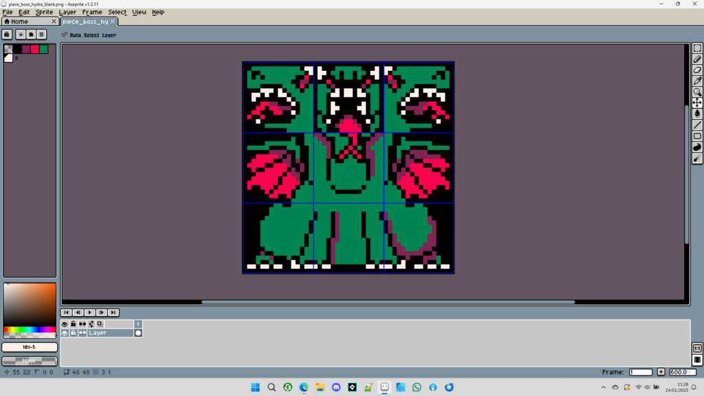 Making a sprite in Aseprite