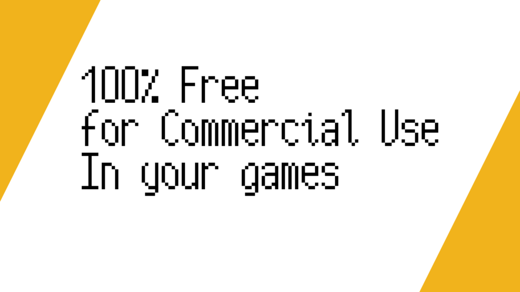 Text written in the font reads "100% free for commercial use in your games"