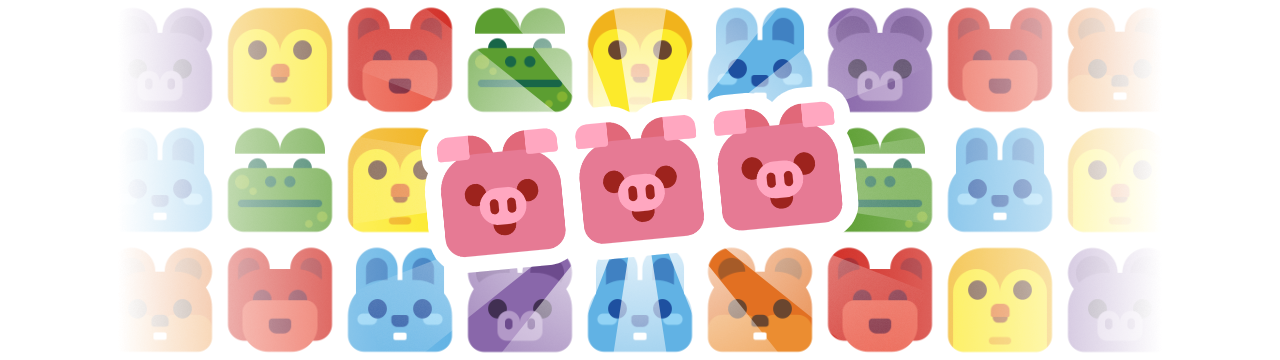 A banner showing match 3 animals from our Free Puzzle Games Graphics Pack.