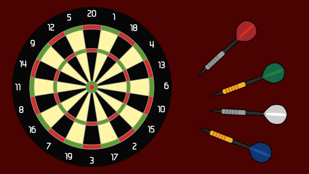 Dart board and darts