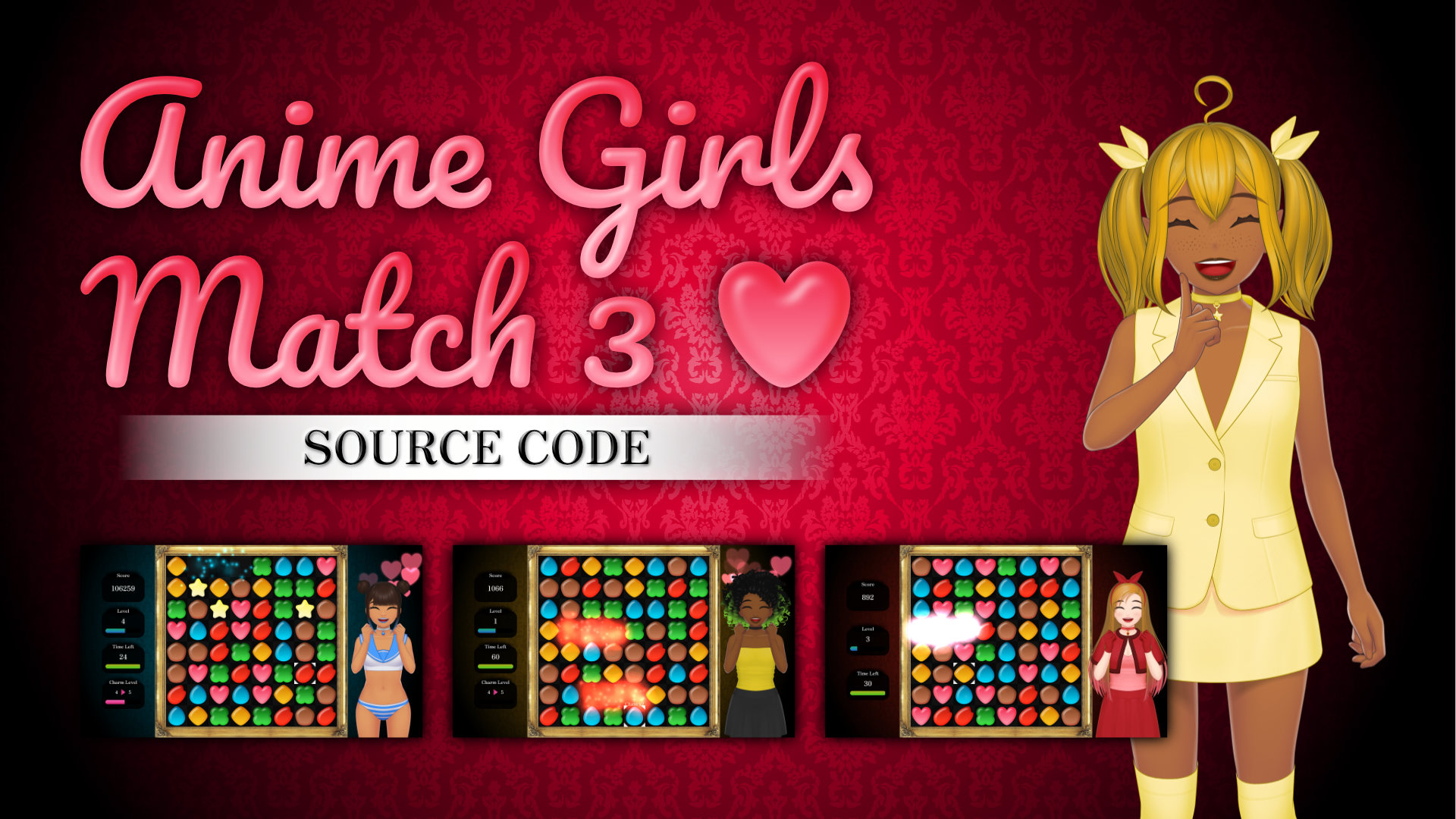 Anime Girls Match 3 Game Template